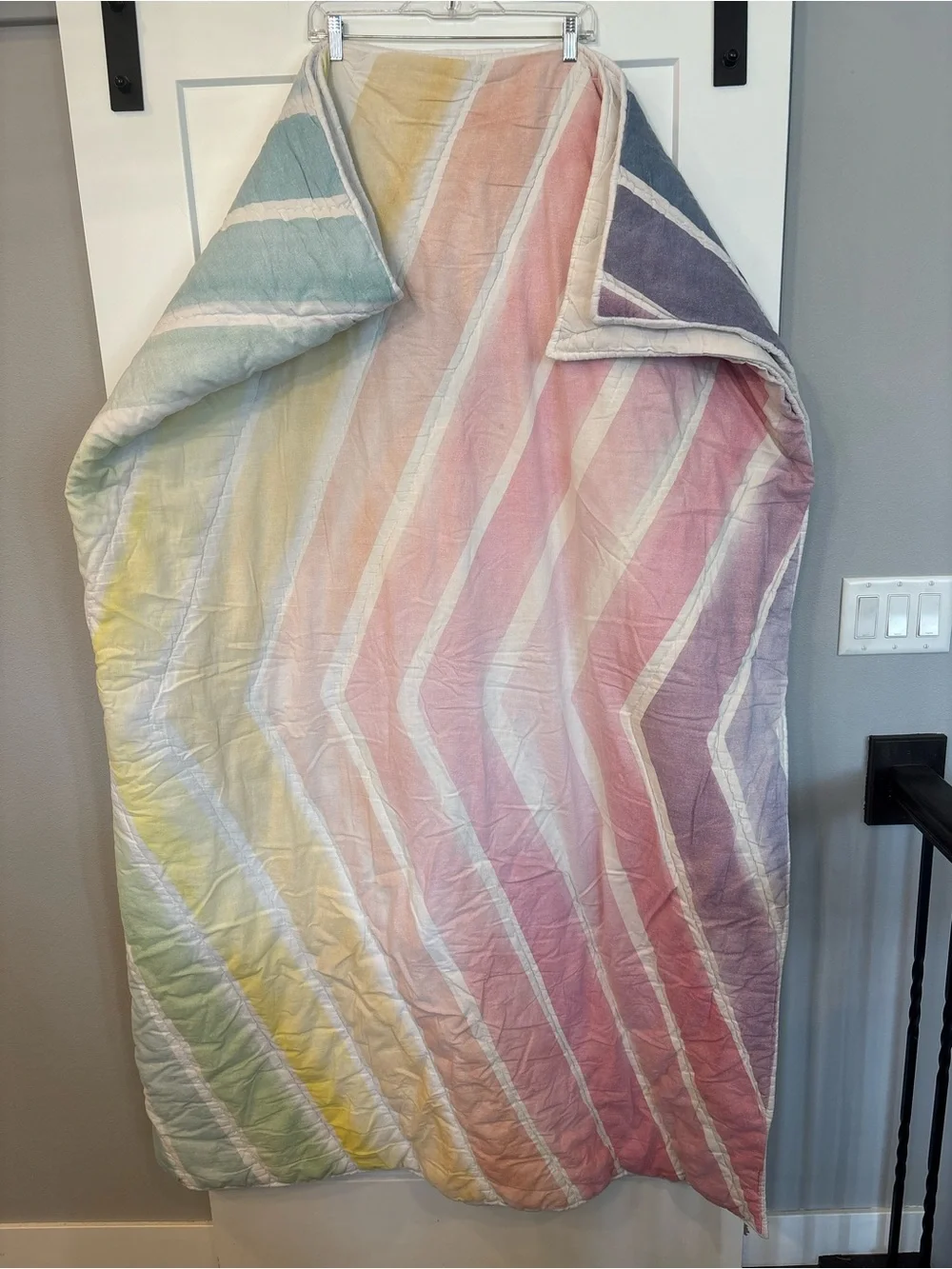 Pottery Barn Teen Pastel Chevron Comforter and Sham - Multicolor Stripes